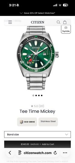 Tee Time Mickey Citizens Eco-Drive Watch