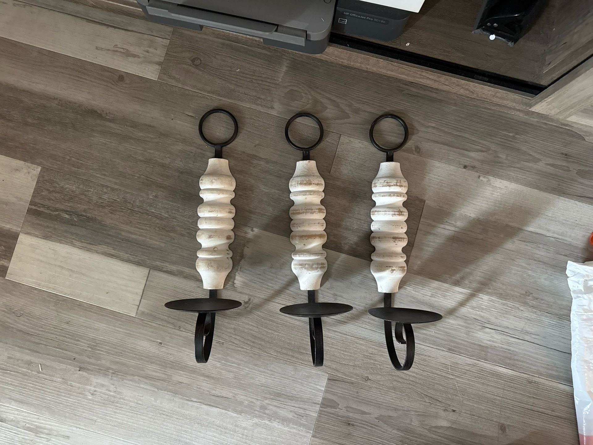 Rustic Farmhouse Wall Sconces Set of 3 – Wood & Metal Candle Holders
