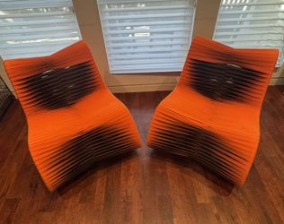 Phillips Collection Seat Belt Lounge Chairs – Pair – Designer Modern Sculptural