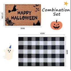 Halloween Decor Doormat Combo Set  - Front Porch Entryway Decor Floor M