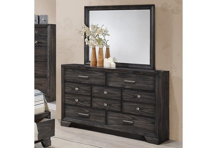 Brand new grey dresser only, mirror is extra