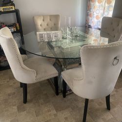 Glass Crystal Mirrored Dining Room Table 