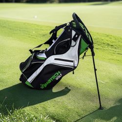 BombTech Golf Premium 14-Way Green White Black Stand Bag w/ Rain Cover
