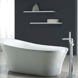 OVE Decors Infinity Freestanding Waterfall Spout Bathtub Faucet. Chrome. New In Box 