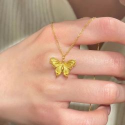 18 Karat Au 750 Butterfly Real Gold (chain Not Included)