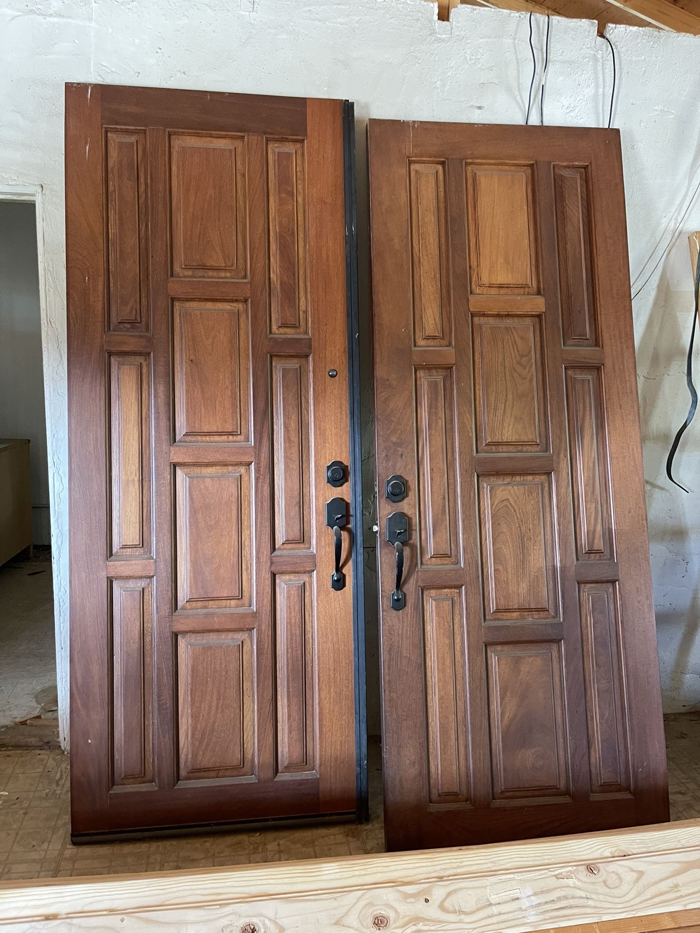 Set Of Two Double Doors Solid Wood