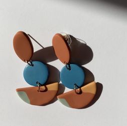 Polymer  Clay Color Block Earrings 
