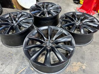 4x 22" OEM Wheels Black P100D Rims Tesla Model X 2019 STAGGERED WHEELS ONLY
