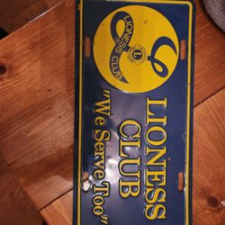 Lions Club - Lioness Metal Vintage PA style Colors License Plate