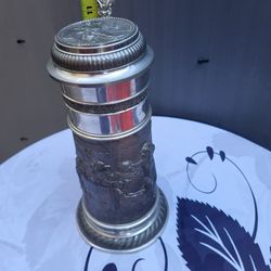 12" Large Beautiful  Desiged Vintage BMF Zinn 95% German Pewter Beer Stein - Made in Germany