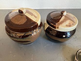 Darling Mid Century Modern Pottery Canisters.