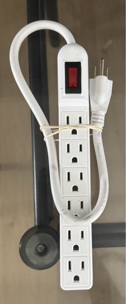 1 Black Braided Surge Protector and 1 White Power Strip