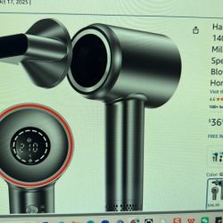 Hair Dryer, 160000 RPM High Speed 1400W Professional Hairdryer, 500 Million Negative Ionic Hair Dryer, 3 Speeds and 5 Temps Fast Drying Hair Blow Drye