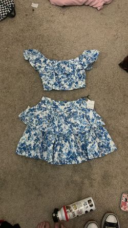 Blue Floral Skirt And Top