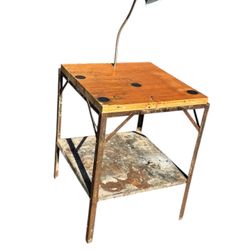  Vintage Industrial Table Desk With Butcher Block Top