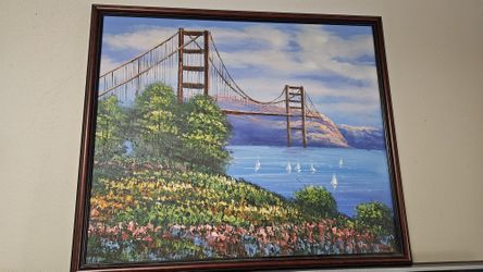 Golden Gate Bridge Painting. Framed