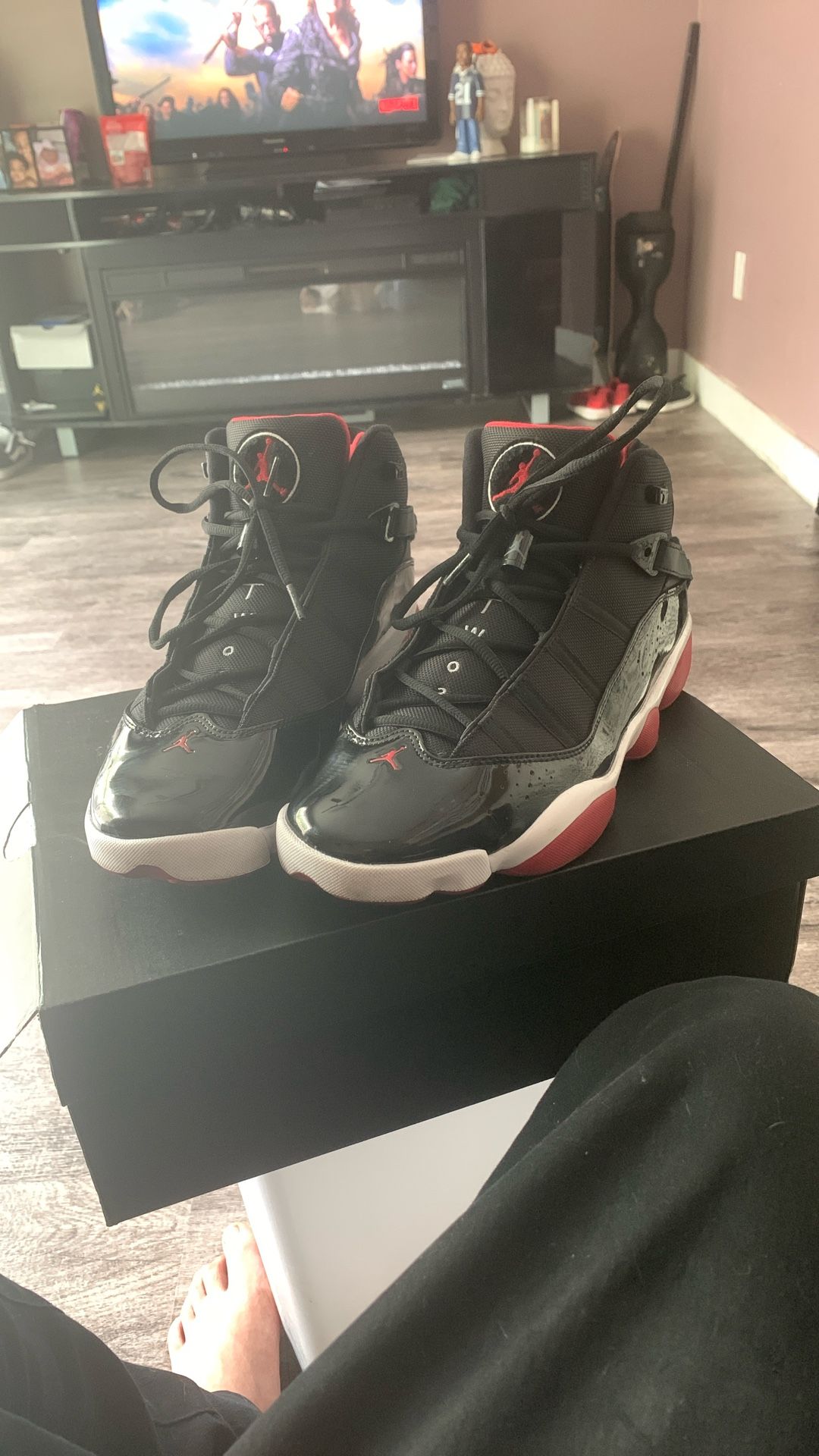 Jordan 6 Rings (black Varsity Red-white)