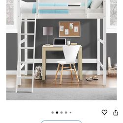 Moon Bay Loft Bed, Twin, White, Space-Saving Design, Pine Wood Construction