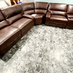 BRAND NEW BROWN LEATHER RECLINING  SECTIONAL SAME DAY DELIVERY 