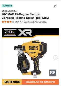 Shop DEWALT 20V MAX 15-Degree Electric Cordless Roofing Nailer (Tool Only)