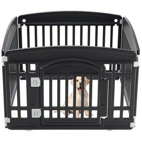 Plastic Dog Playpen - 4-Panel 24" Expandable & Durable Pet Fence for Small to Medium Dogs - Indoor & Outdoor Portable Puppy Playpen with Secure Lockin