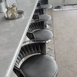 Set Of 4 Swivel Upholstered Adjustable Counter Height Stools Set Of 4