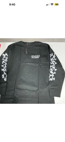AMIRI Black Bone Print Cotton Jersey Crew Neck T-Shirt Men's XL Long Sleeve