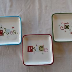 Christmas dishes- candy, nut, or snack dishes by American Greetings, set of 3