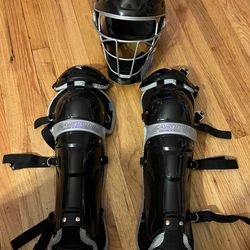 EASTON JEN SCHRO CATCHERS LEG GUARDS AND HELMET