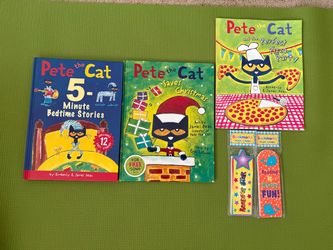 Pete the Cat 5 Minute Bedtime Stories & 2 Books + Free New Bookmarks Packages(48ct), Everything for $3, Kid’s Books Cat Lovers