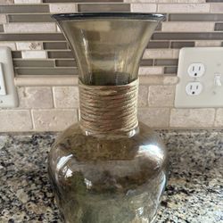 Smoky Color Large Glass Vase With Trim