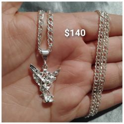 925 Sterling Silver Chain With The Pendant/Cadena Con Dije De San Miguel Arcangel De Plata 925