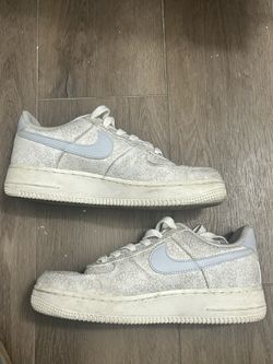 Nike Forces Beige With Flowers And Baby Blue Swosh