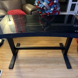 Babin Adjustable Glass Top Metal Base Standing Desk