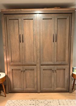 Queen Size Murphy Bed – Gray Washed Oak – $400