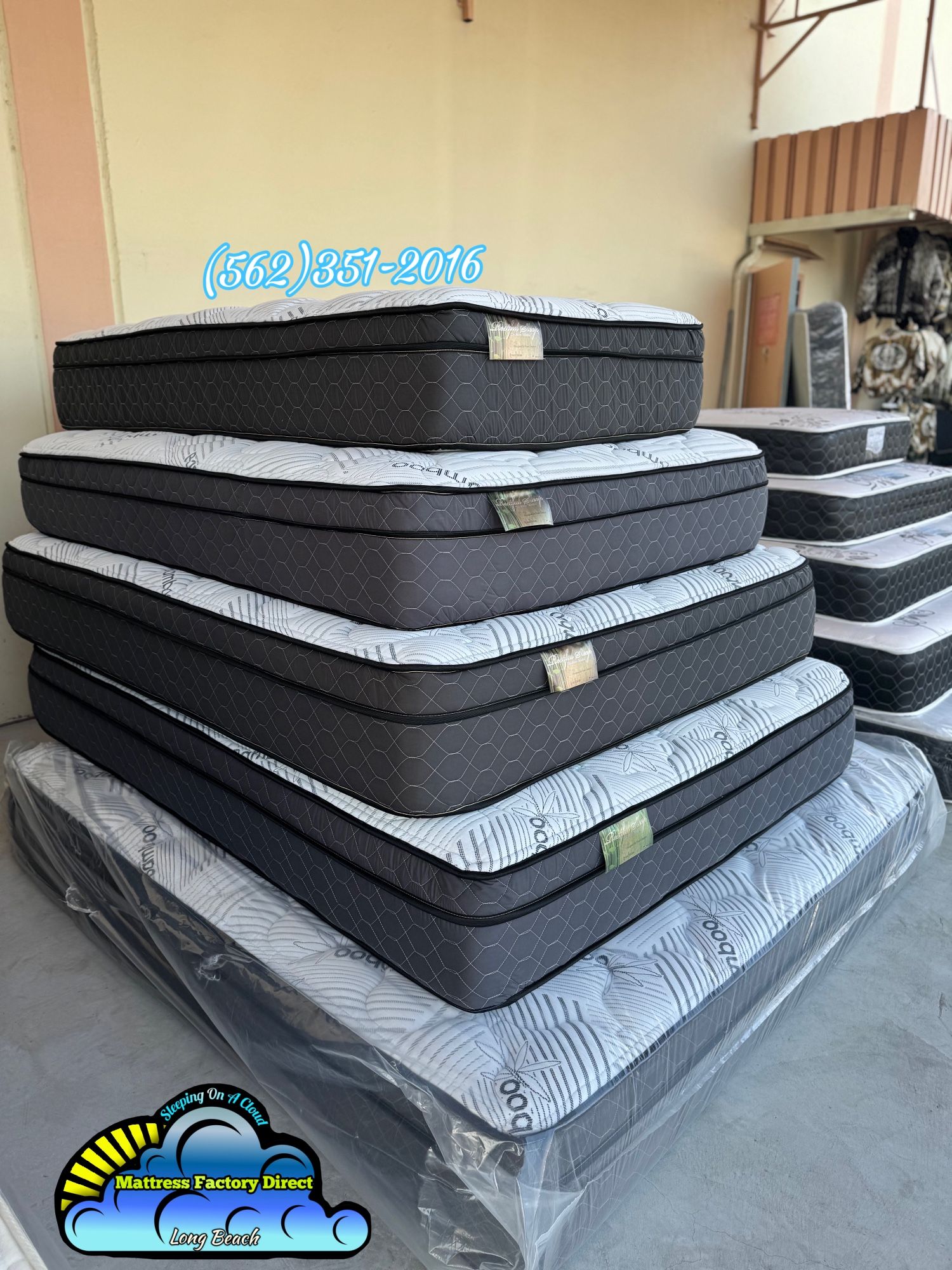 Twin White Bamboo Pillowtop Mattress And Boxspring Bed Set New Cama