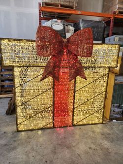 Large Lighted Christmas Gift Box Decoration