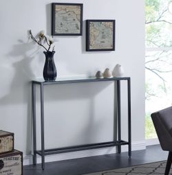 Black Console Table with Mirrored Top