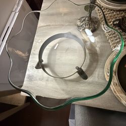 Glass Scalloped Oversized Decorative Bowl