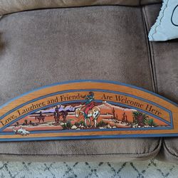 Love, Laughter & Friends Are Welcome Here Wooden Plaque