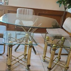 Dining Room Glass Table and Addition Side  Glass Tables.