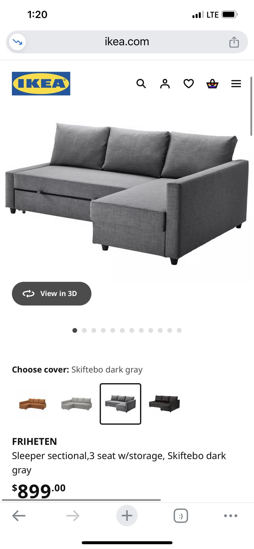 IKEA Frighten - Sleeper Sofa / Couch Grey (2)