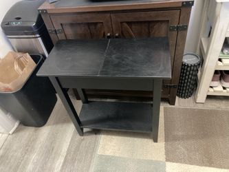 2-Tier Flip-Top End Table or Nightstand W/ Storage, Black, 23x11x24
