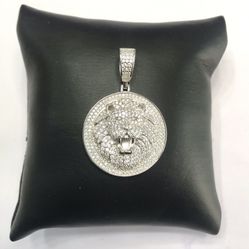 925 Sterling Silver 2.00CT MOISSANITE Small Lion Men’s Pendant