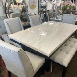 Genuine Marble Dining Table Set