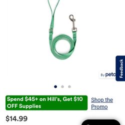 YOULY Nylon Dog Leash, Green Or Blue, 6-ft long, 1/2-in wide