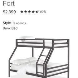 Room and board metal bunk bed 