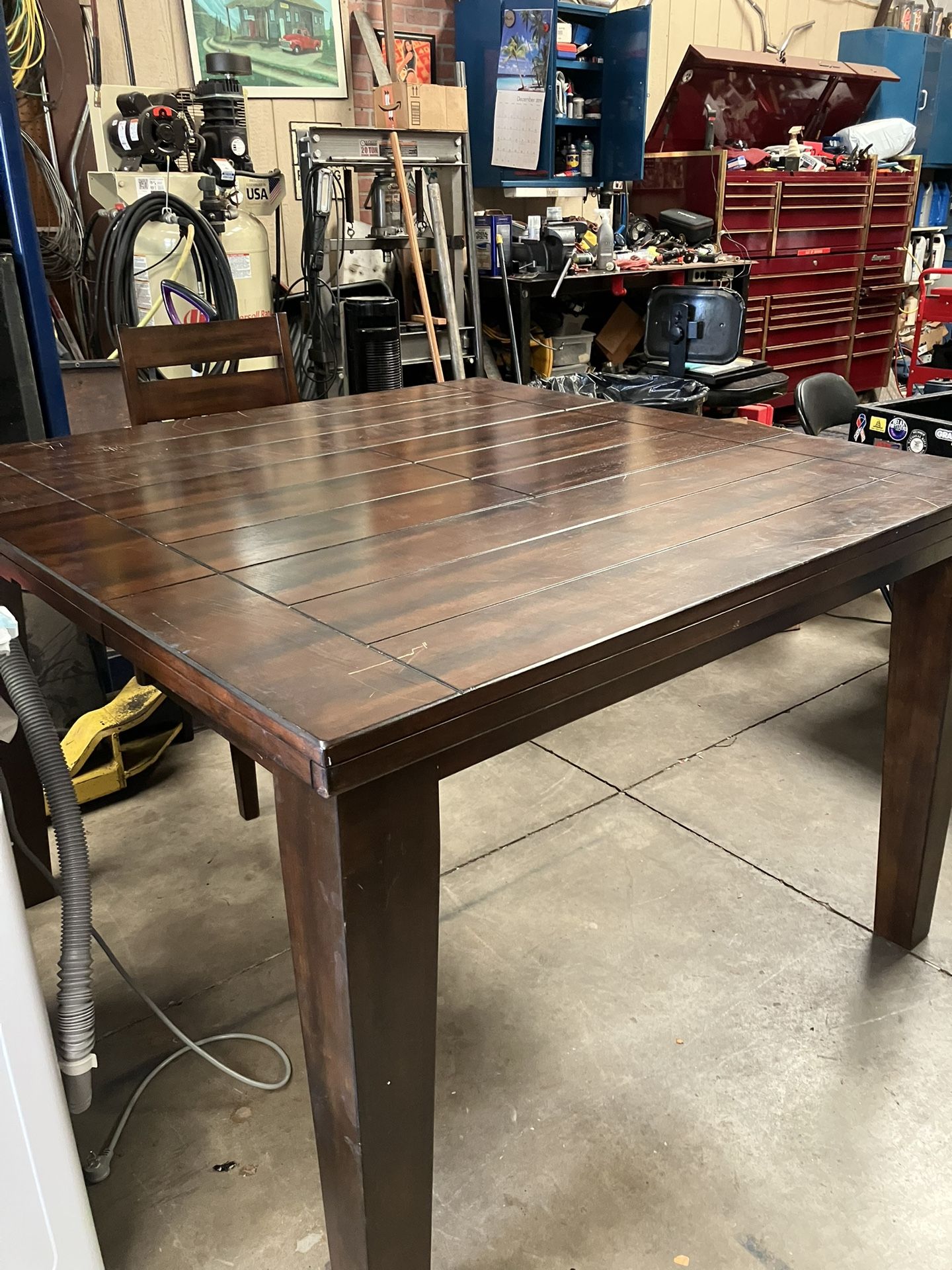 Ashley Butterfly Extension Table  And 2 Leather Chairs