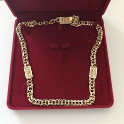 26"  INCH LONG , BEAUTIFUL 10K And 14k REAL SOLID GOLD  CHINO  LINK WITH SAN JUDAS 