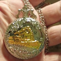 Train On Front Of The Time Piece Pocket Watch In Perfect Condition 